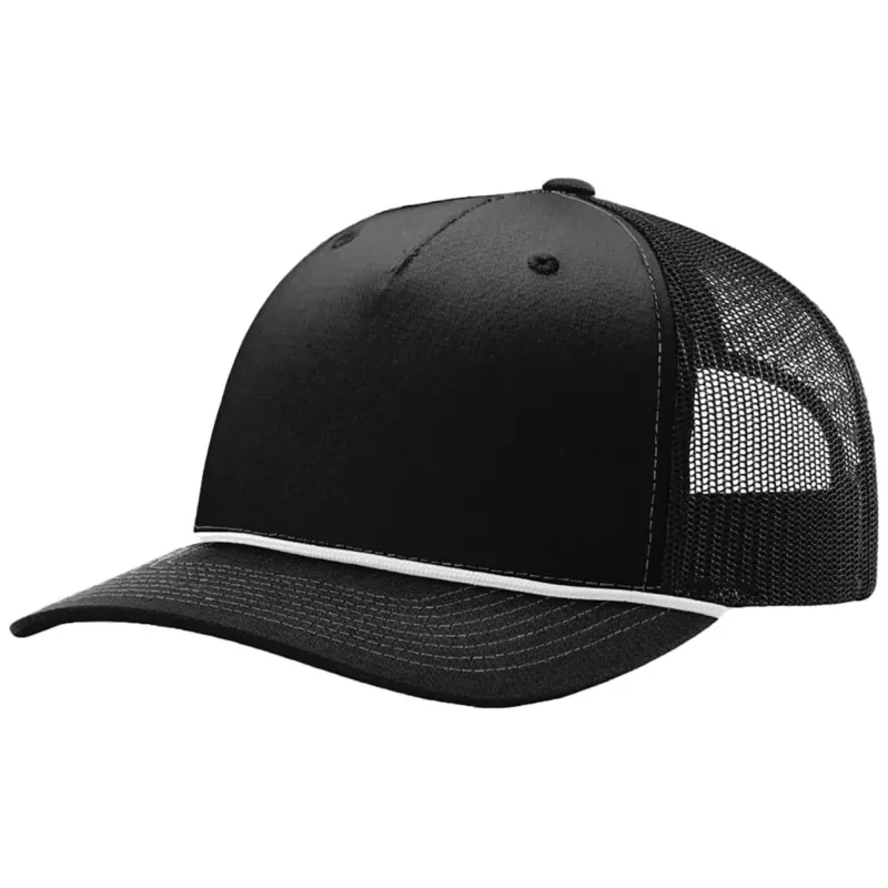 Richardson Black/White Five-Panel with Rope