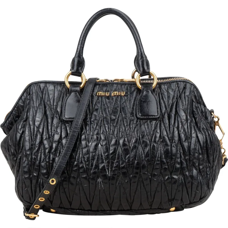 Miu Miu Matelassé Nappa Leather Bauletto Handbag