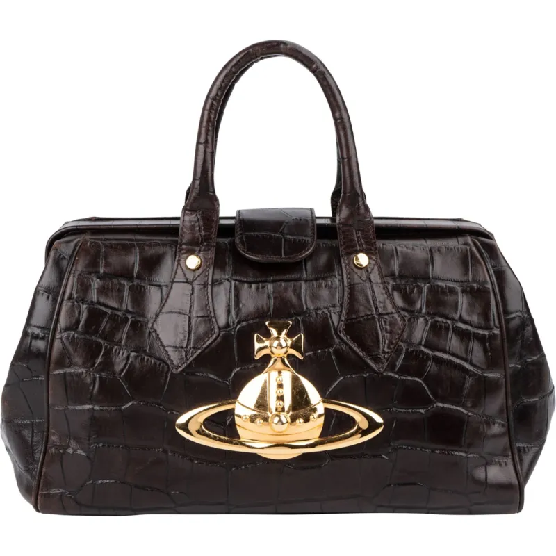 Vivienne Westwood Croc Embossed Leather Frame Bag Handbag