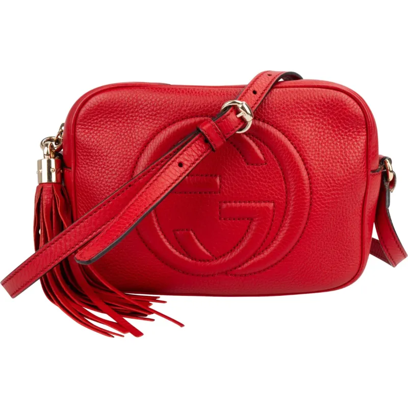 Gucci Red Grained leather GG Soho Disco Crossbody Bag