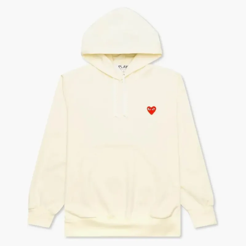 Comme Des Garcons Play Red Heart Hoodie Ivory