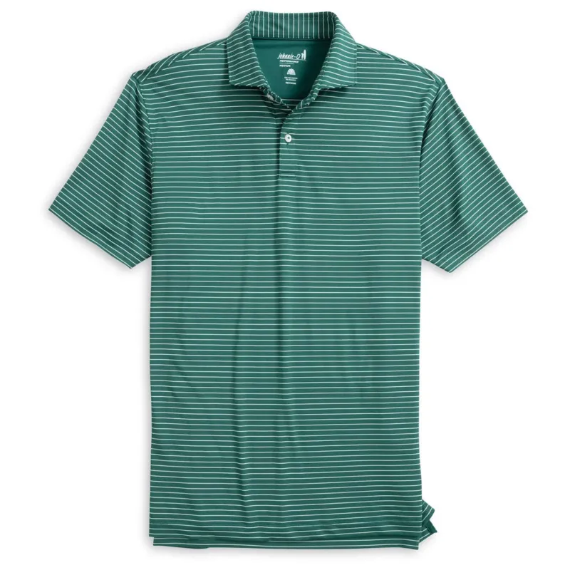 Johnnie-O Men's Green 1 Beau Stripe Performance Jersey Polo