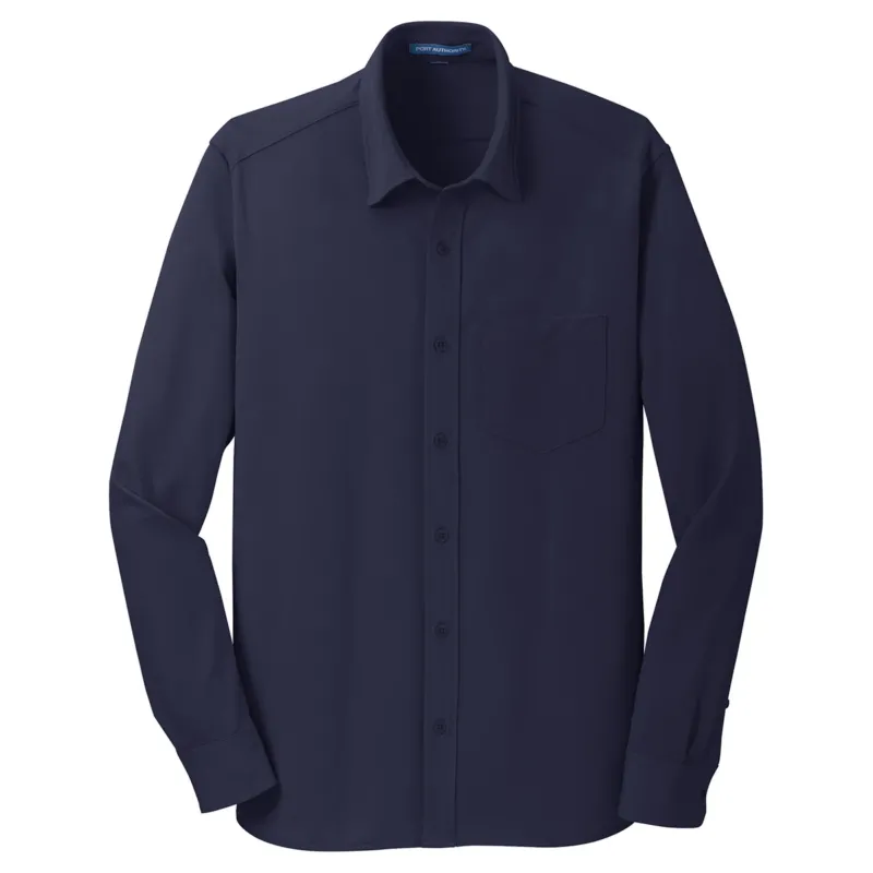 Port Authority Men's Dark Navy Dimension Knit Dress Shirt