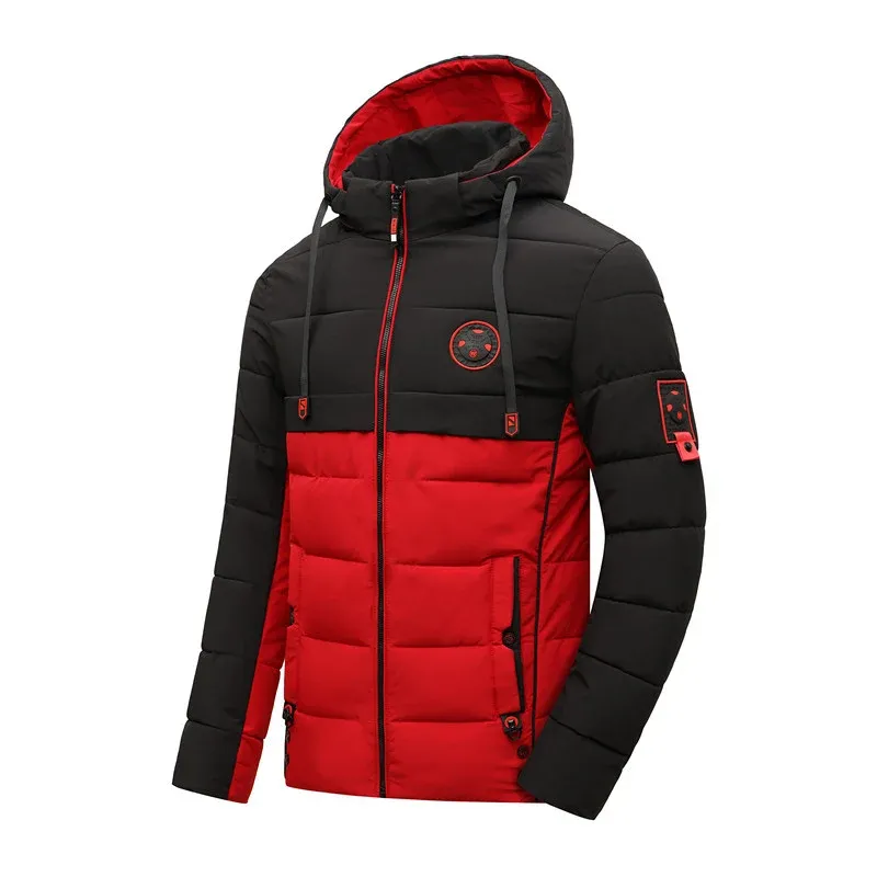 Herren gesteppte Winterjacke mit modischem Farbkontrast und Kapuze – Marzano