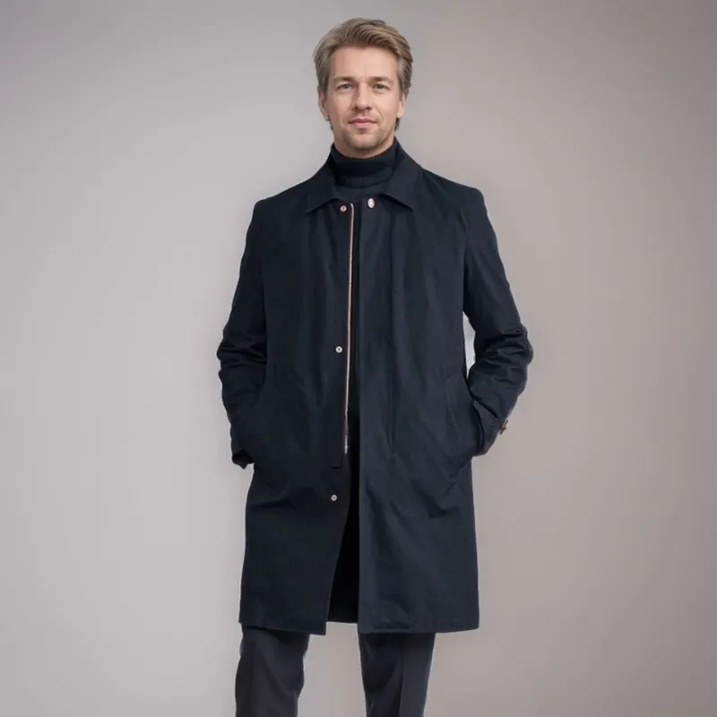 Herren eleganter Übergangsmantel mit praktischem Stehkragen und versteckten Taschen – Montevé
