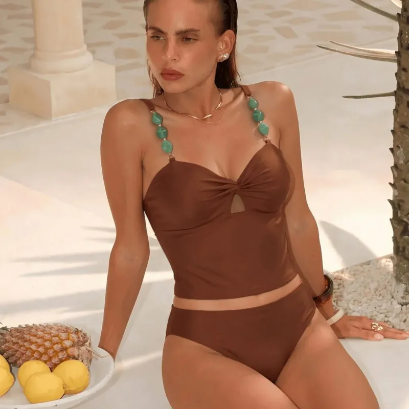 Damen Crop-Top Bikini mit dekorativen Trägerdetails – Maréssa