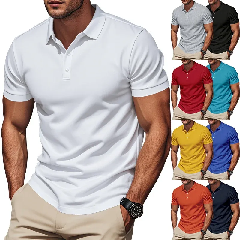 Herren atmungsaktives Piqué Poloshirt Kurzarm mit Knopfleiste – Cavello